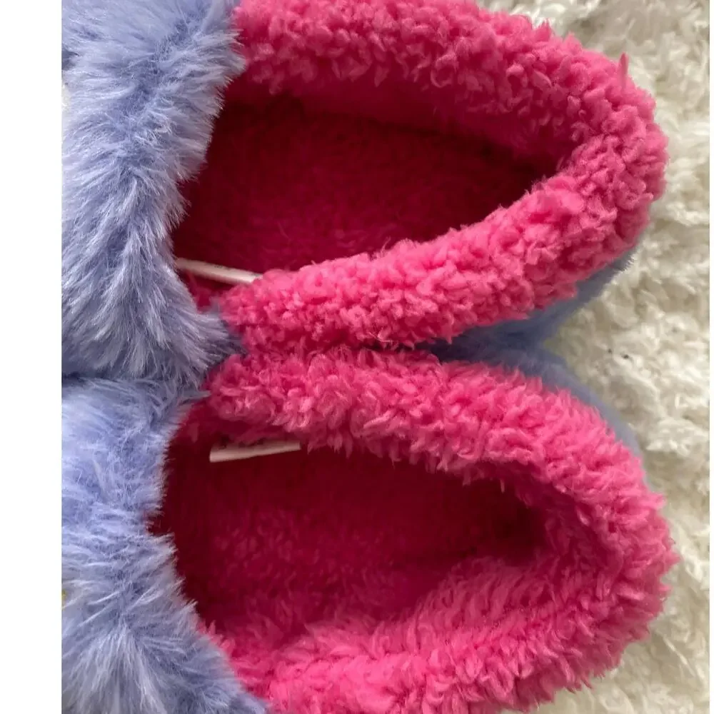 Wondernation Girls Purple Pink Fuzzy Warm Sweet Dream Slippers NEW Size 11-12